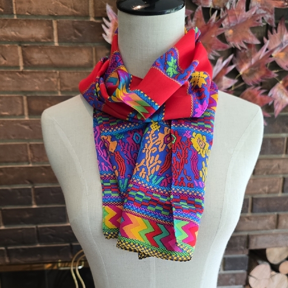 Colourful Patterned Vintage Scarf - Picture 2 of 6
